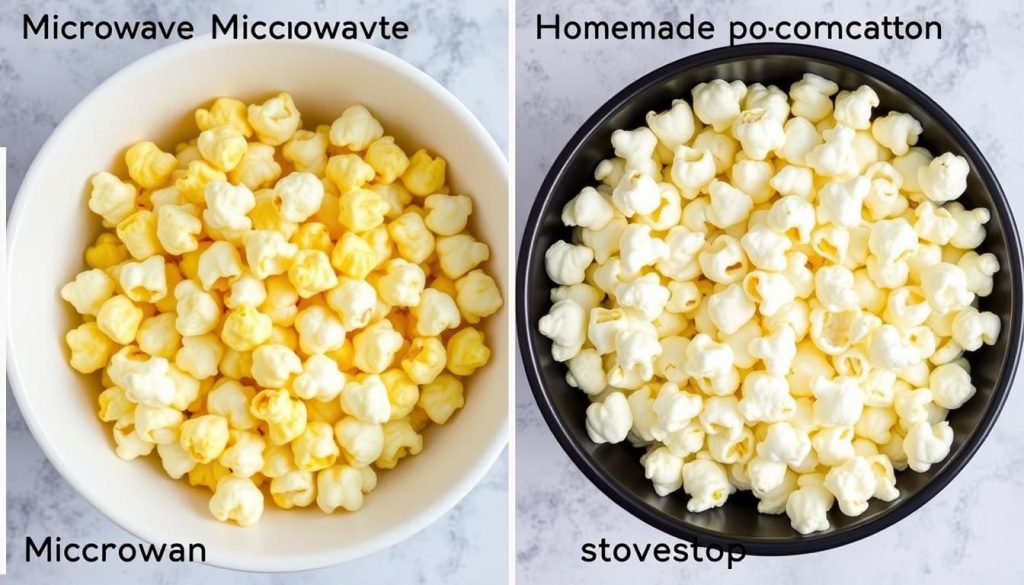Por&oacute;wnanie popcornu z mikrofali i domowego popcornu przygotowanego w garnku
