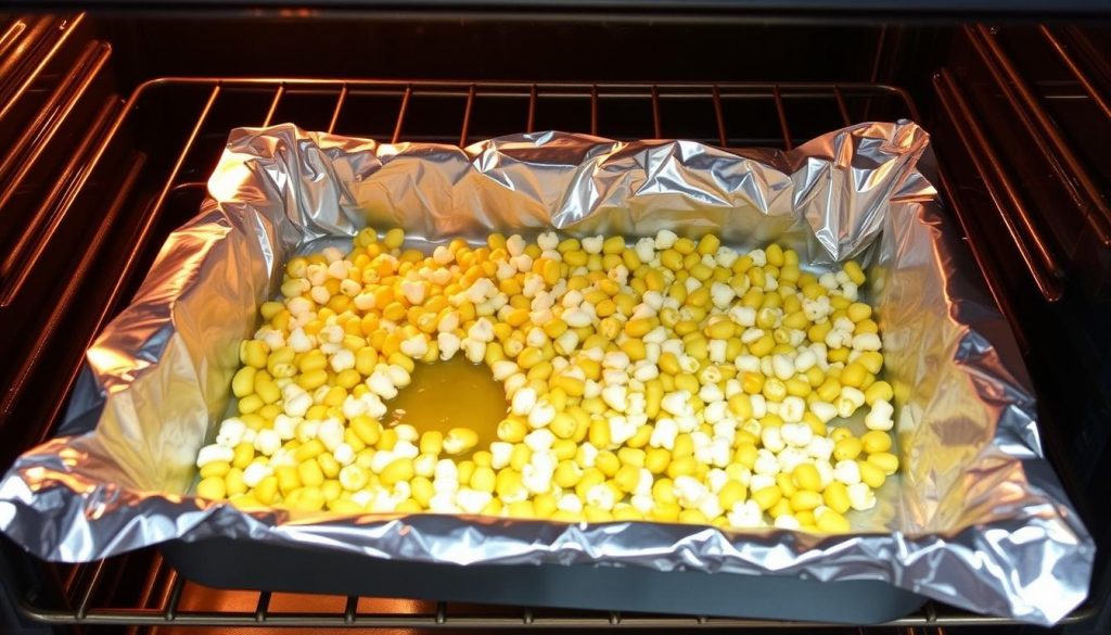 Przygotowanie popcornu w piekarniku na blasze do pieczenia