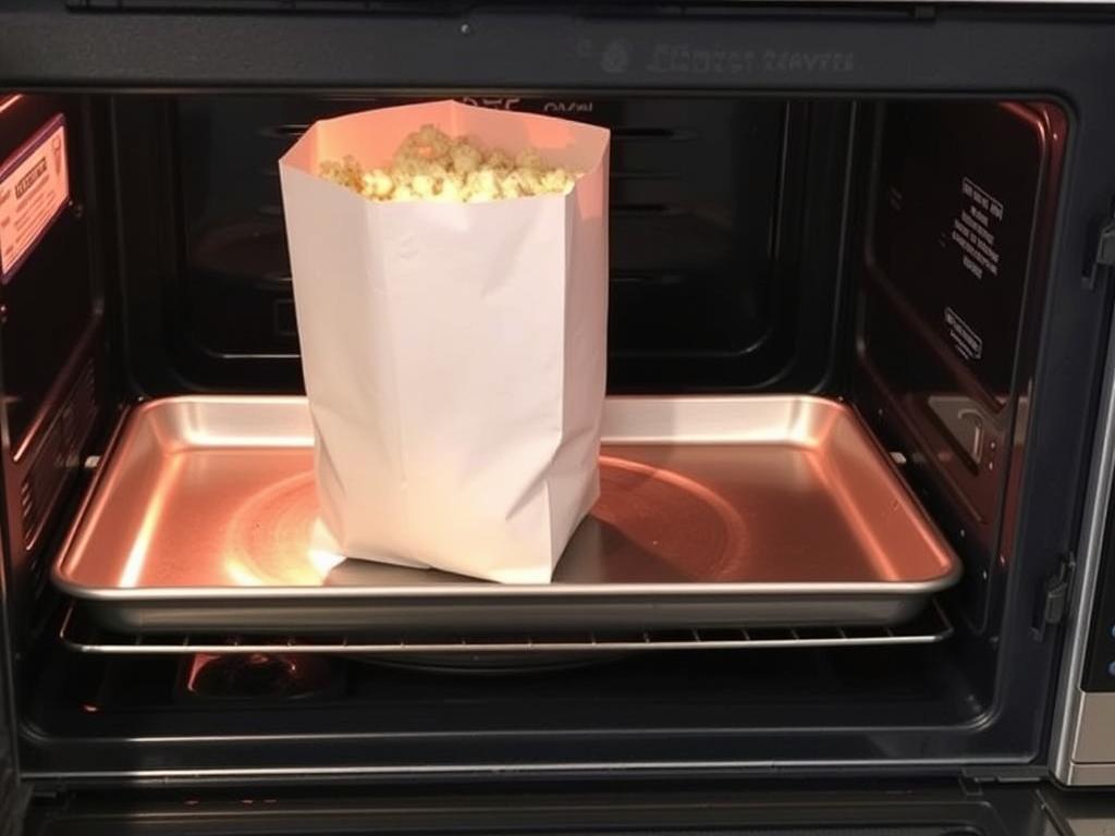Torebka z popcornem do mikrofali przygotowywana w piekarniku