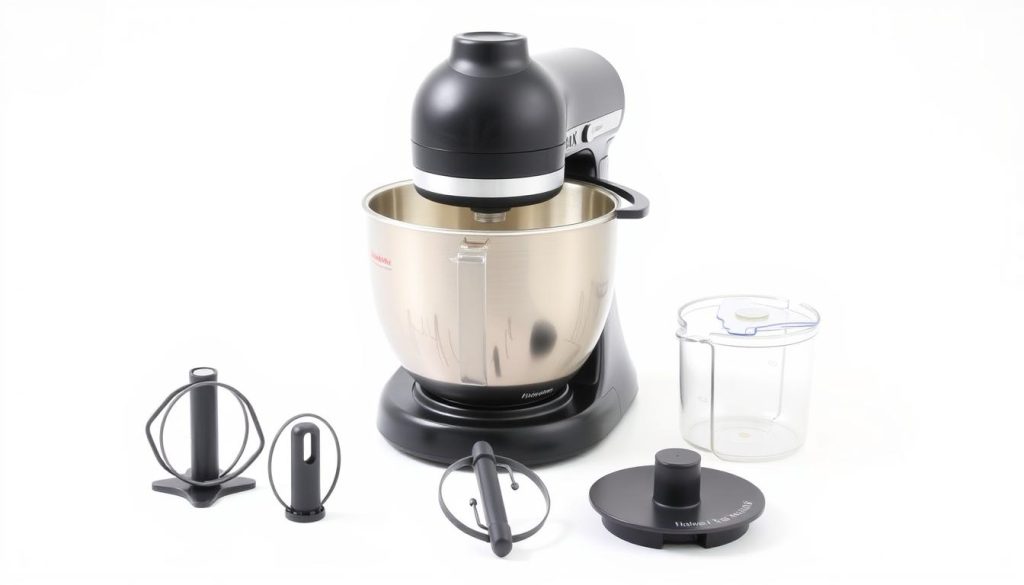 Lidlomix (Monsieur Cuisine) z zaznaczonymi częściami do mycia w zmywarce