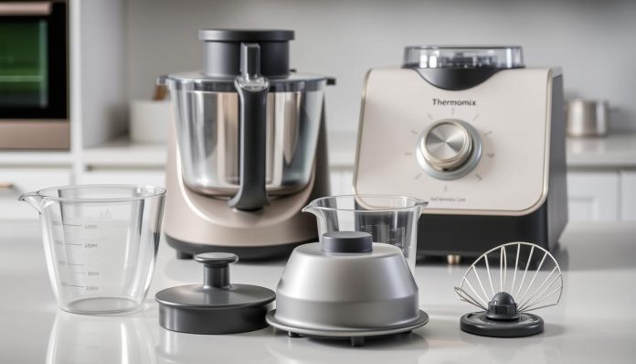 Thermomix z rozłożonymi częściami, które można myć w zmywarce