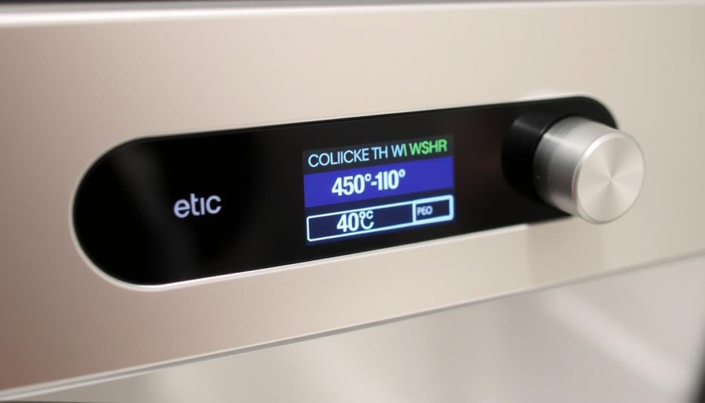 Panel sterowania zmywarki z zaznaczonym programem o niskiej temperaturze Panel sterowania zmywarki z zaznaczonym programem o niskiej temperaturze