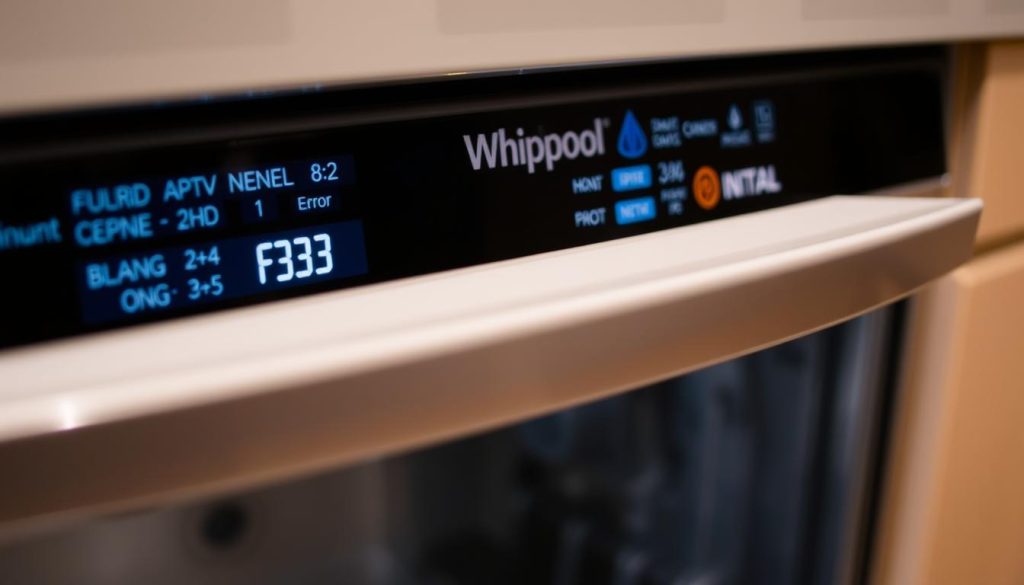Wyświetlacz zmywarki Whirlpool z kodem błędu F3 Wyświetlacz zmywarki Whirlpool z kodem błędu F3