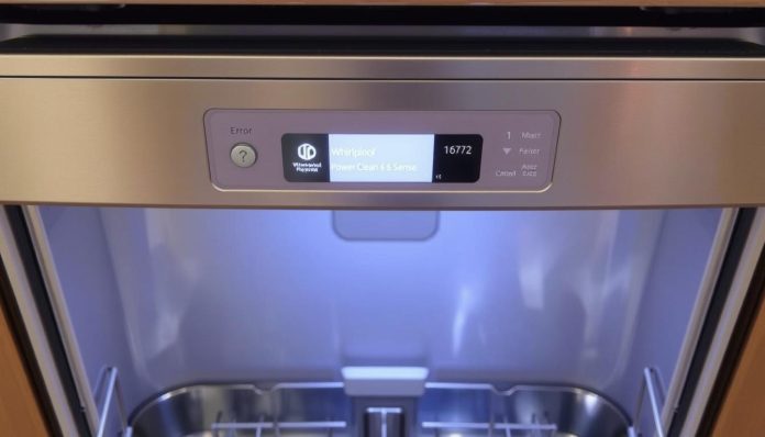 Zmywarka Whirlpool Power Clean 6 Sense z wyświetlaczem pokazującym kod błędu