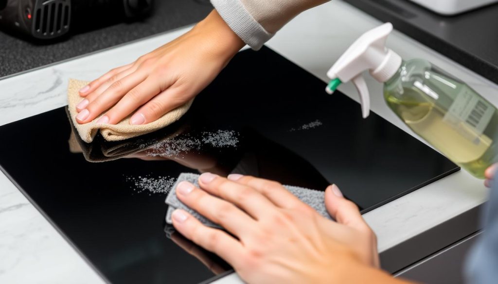 Czyszczenie płyty indukcyjnej specjalnym środkiem